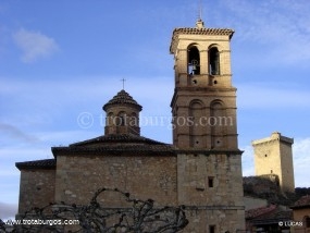 Alhama de Aragón. Iglesia de la Natividad de la Virgen y torre del Castillo